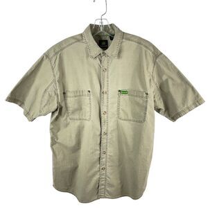 Vintage John Deere Button Shirt L Work Uniform Mechanic Farm Ranch Cowboy Casual